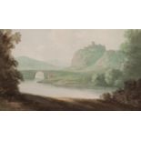 ATTRIBUTED TO JOHN WARWICK SMITH (1749-1831) WATERCOLOUR DRAWING River landscape with stone bridge
