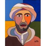 MOHAMED LAABRI ZAIDANE (Tangiers b.1976) ACRYLIC ON CANVASAbstracted male portrait Signed lower