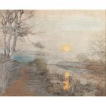 UNATTRIBUTED (TWENTIETH/ TWENTY FIRST CENTURY) PASTEL DRAWING Tranquil riverscape Unsigned 10 ½? x