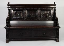 SE & R JOHNSON, CABINET MAKERS, WARRINGTON, LATE NINETEENTH CENTURY HEAVILY CARVED DARK OAK BOX