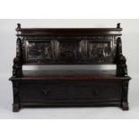 SE & R JOHNSON, CABINET MAKERS, WARRINGTON, LATE NINETEENTH CENTURY HEAVILY CARVED DARK OAK BOX