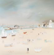 LUCY YOUNG (TWENTIETH/ TWENTY FIRST CENTURY) OIL ON CANVAS ?Ball Games ?n? Sails? Initialled, signed