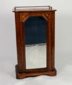 VICTORIAN MARQUETRY INLAID FIGURED WALNUT MUSIC CABINET, the canted oblong top with three quarter