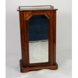 VICTORIAN MARQUETRY INLAID FIGURED WALNUT MUSIC CABINET, the canted oblong top with three quarter