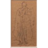 ATTRIBUTED TO CHARLES SAMUEL KEENE (1823-1902) PENCIL DRAWING ON THE BACK OF A BUFF COLOURED