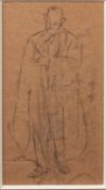 ATTRIBUTED TO CHARLES SAMUEL KEENE (1823-1902) PENCIL DRAWING ON THE BACK OF A BUFF COLOURED