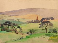 THOMAS ALFRED CLARKE SIX WATERCOLOUR DRAWINGS Fylde and Lancashire landscapes some with a church