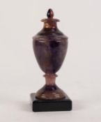 DERBYSHIRE FLUORSPAR(BLUE JOHN) SMALL URN SHAPED VASE 5 3/4" (14.5) high on a black marble base