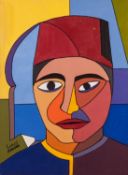 MOHAMED LAABRI ZAIDANE (Tangiers b.1976) ACRYLIC ON CANVAS Abstracted male portraitSigned lower