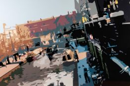 ALICIA DUBNYCKYJ (CONTEMPORARY)ACRYLIC ON BOARD 'Brindley Place, Birmingham'Signed, dated June (