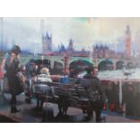 CHRISTIAN HOOK (b.1971) ARTIST SIGNED LIMITED EDITION COLOUR PRINT ?Embankment?, (28/195) 18 ½? x 24