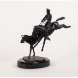 AFTER J OSBOURNE BRONZE ON VEINED BLACK MARBLE PLINTH THE GRAND NATIONAL 150th ANNIVERSARY SCULPTURE