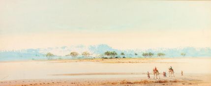 H. BRETT (LATE NINETEENTH/ EARLY TWENTIETH CENTURY) WATERCOLOUR DRAWING Desert scene with camel