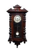 EARLY TWENTIETH CENTURY WALNUT CASED VIENNA WALL CLOCK, the 5 ¼? two part dial powered by a movement