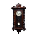 EARLY TWENTIETH CENTURY WALNUT CASED VIENNA WALL CLOCK, the 5 ¼? two part dial powered by a movement