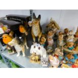 A LARGE COLLECTION OF AMINAL ORNAMENTS TO INCLUDE; A SELECTION OF PENDELPHIN FIGURES ON STAND AND