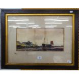 PAIR OF LATE VICTORIAN WATERCOLOURS, BEACH SCENES WITH FISHING BOATS (2)