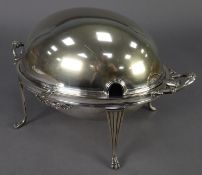 EDWARDIAN ELECTROPLATED TURN OVER BREAKFAST DISH with two liners