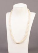 SINGLE STRAND NECKLACE OF FRESHWATER PEARLS with 9ct gold clasp