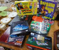 VARIOUS BOARD GAMES TO INCLUDE; BARGIN HUNT, TEXAS HOLD'EM POKER SET, READY STEADY COOK, POLITICAL