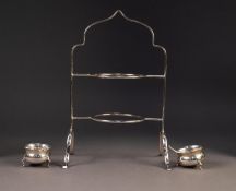 EDWARD VII PAIR OF SILVER OPEN SALTS, each of circular form with cyma border and scroll supports,