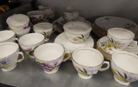 A COLCLOUGH BONE CHINA PART TEA SERVICE AND A ROYAL VALE BONE CHINA TEA SERVICE FOR 6 PERSONS