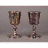 FIVE PIECES OF ELECTROPLATE, comprising: PAIR OF GOBLETS, 5? (12.7cm) high, HEAVY STYLISED BIRD