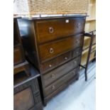 STAG MAHOGANY CHEST OF DRAWERS WITH RING HANDLES AND MATCHING BEDSIDE PEDESTAL AND MATCHING