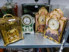 TWO DECORATIVE LIMITED EDITION CLOCKS, 'LAMPLIGHT LANE' AND 'TREASURES OF THE MORNING', FOUR OTHER