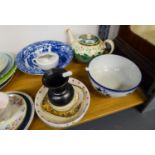 POTTERY AND CHINA VARIOUS TO INCLUDE; RACK PLATES, CARLTON WARE, SHELLEY CUP AND SAUCER, ROYAL