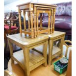 TWO NATHAN, TEAK RECTANGULAR COFFEE TABLES, EACH WITH UNDERPLATFORM AND A NEST OF NATHAN, TEAK