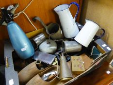 *AN ANTIQUE DRESS MAKERS DUMMY (A.F.), A BOWLER HAT, JAM PAN, COPPER COLANDER, CAMERA, OLD CLOGS,