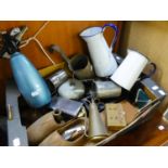 *AN ANTIQUE DRESS MAKERS DUMMY (A.F.), A BOWLER HAT, JAM PAN, COPPER COLANDER, CAMERA, OLD CLOGS,