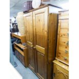 DUCAL 'VICTORIA' PINE TWO DOOR HANG WARDROBE, 3' WIDE AND A PINE TWO DOOR TOP BOX