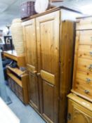 DUCAL 'VICTORIA' PINE TWO DOOR HANG WARDROBE, 3' WIDE AND A PINE TWO DOOR TOP BOX