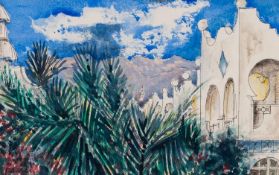 KENNETH LAWSON (1920 - 2008) PEN & WASH DRAWING 'Exotic Development I', Playa del Ingles, Gran