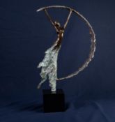 JENNINE PARKER (b.1971) LIMITED EDITION PATINATED BRONZE AND WHITE METAL FIGURE ?Moonlight?, (79/