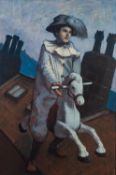 BOHUSLAV BARLOW (b.1947) OIL ON CANVAS ?Chimney Pot Rider? Signed and dated (19)87, titled verso