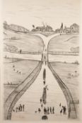 LAURENCE STEPHEN LOWRY (1887 - 1976) ARTIST SIGNED ORIGINAL BLACK AND WHITE LITHOGRAPH A numbered