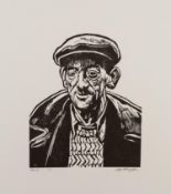 ROGER HAMPSON (1925 - 1996) LINO CUT ON WHITE PAPER 'Frank' Signed, titled and numbered 4/10 in