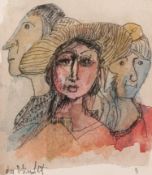 ALBERT du MESNILDOT (1922-1990) PEN AND WASH Three bust portraits Signed 4 ½? x 3 ¾? (11.4cm x 9.