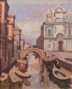 HARRY RUTHERFORD (1903 - 1985) OIL PAINTING ON BOARD 'Schola Grand di San Marco, Venice' Signed