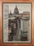 HARRY RUTHERFORD (1903 - 1985) OIL PAINTING ON CANVAS Panoramic View of London and St Paul's 29 1/2"