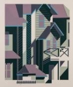 NORMAN JAQUES (1922-2014) TWO UNSIGNED AND UNTITLED COLOUR PRINTS Abstract Architecture one an