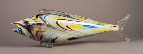 LARGE MURANO COLOURED GLASS MODEL OF A FISH, unmarked 6 ¼? (15.9cm) high, 22 ½? (57.2cm) long C/R-