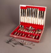 CASED THIRTY EIGHT PIECE VINERS CANTEEN OF ELECTROPLATED CUTLERY FOR SIX PERSONS, lacking the