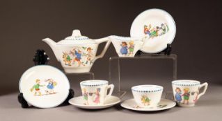 TWENTY ONE PIECE ?STAFFS TEASET? CHILD?S POTTERY TEASET, colour printed with children at play,