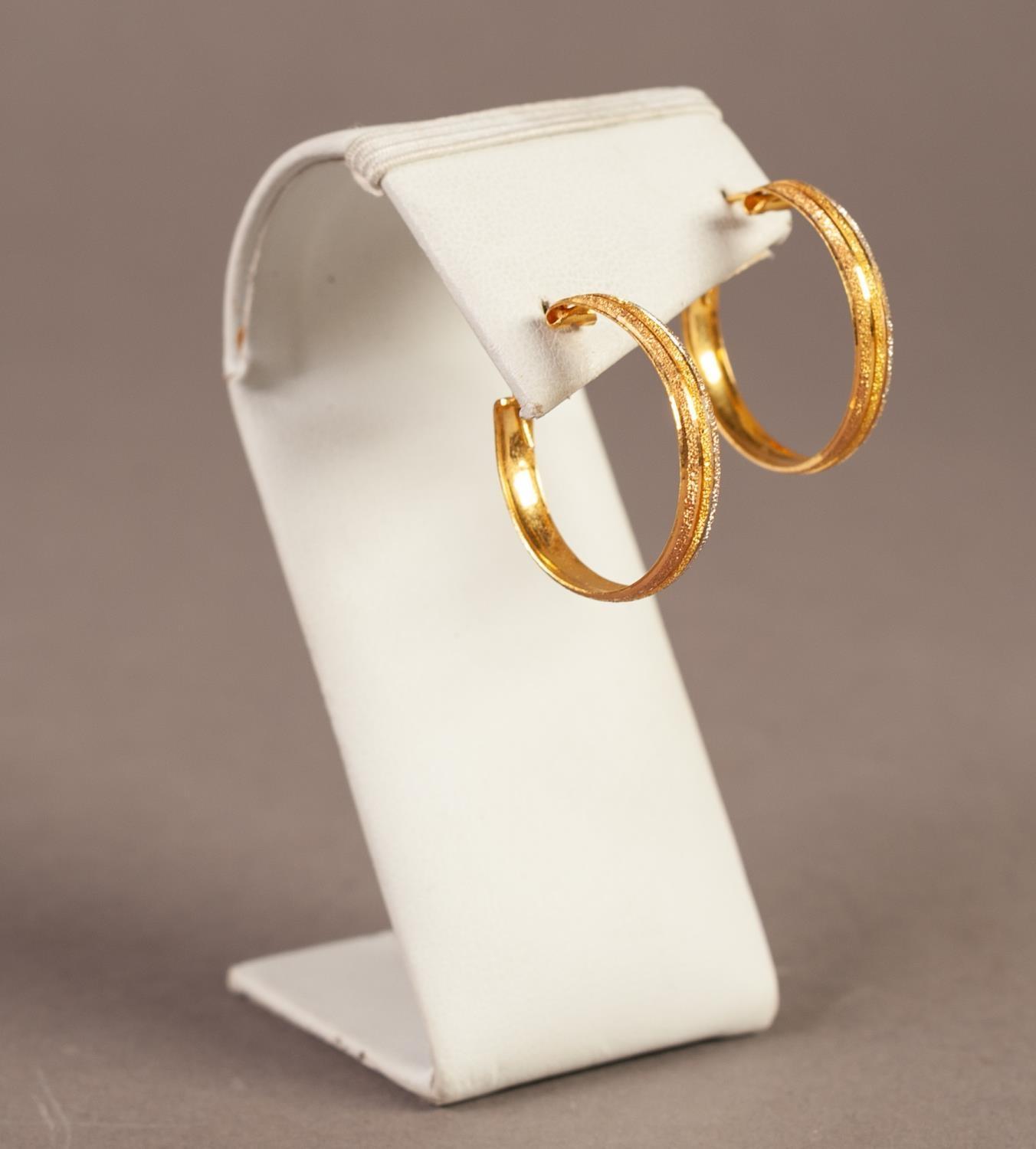 PAIR OF YELLOW AND WHITE THREE STRAND HOOP EARRINGS (stamped '916), 4.2gms - Image 2 of 2