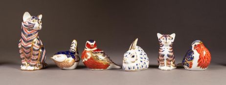 SIX MODERN ROYAL CROWN DERBY JAPAN PATTERN ANIMAL PATTERN PORCELAIN PAPERWEIGHTS, comprising: TWO