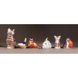 SIX MODERN ROYAL CROWN DERBY JAPAN PATTERN ANIMAL PATTERN PORCELAIN PAPERWEIGHTS, comprising: TWO